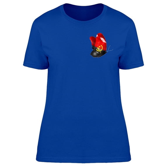 Angola Cool Butterfly Flag T-Shirt Women -Image by Shutterstock, Female Large