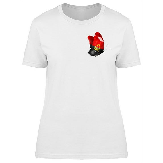 Angola Cool Butterfly Flag T-Shirt Women -Image by Shutterstock, Female Medium
