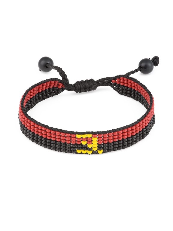 Angola Flag Bracelet: Adjustable Beaded String Bracelet, Handmade Boho Jewelry, Patriotic Gift for Women & Men.