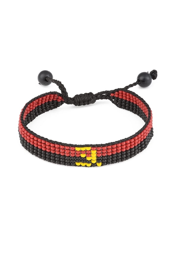 Angola Flag Bracelet: Adjustable Beaded String Bracelet, Handmade Boho Jewelry, Patriotic Gift for Women & Men.