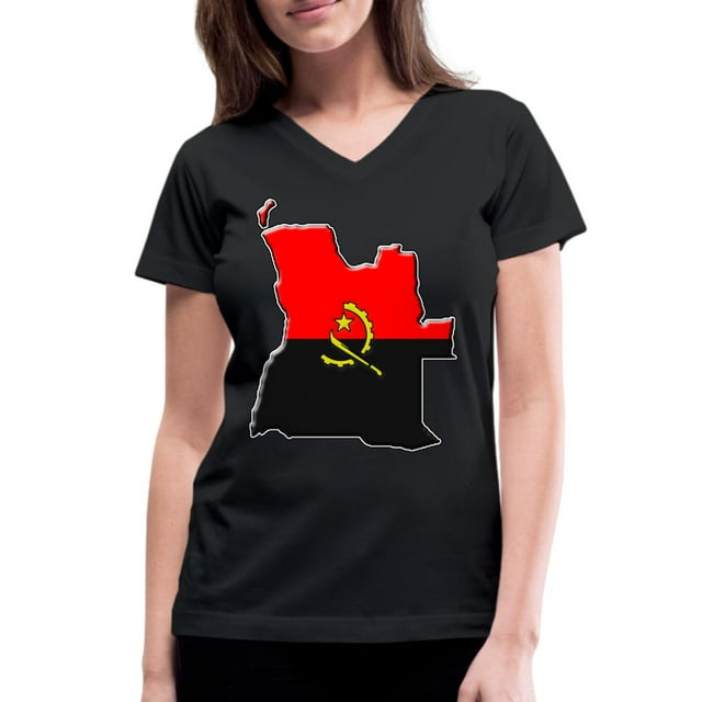 Angola Flag Map Women's V-neck T-shirt - Walmart.com