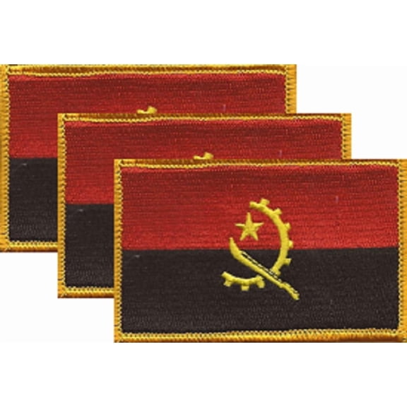 Angola Flag Patch, Embroidered Iron On or Sew On, Measures 3.50" x 2.25"