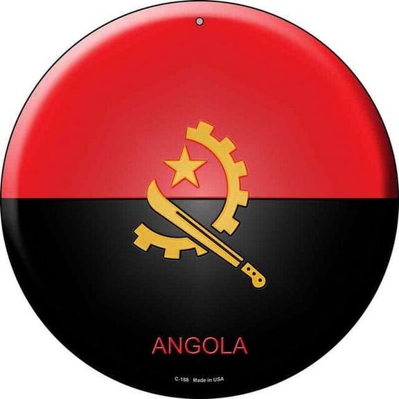 Angola Flag Round Circular Novelty Metal Sign Home Garage Wall Decor Size: 8 x 8 inch