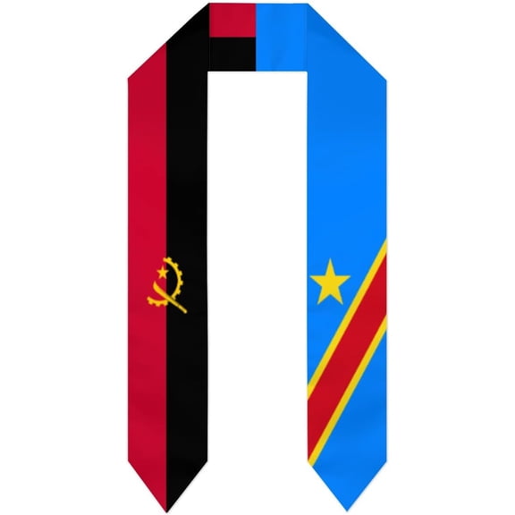 Angola Mix Democratic Republic of Congo Flags Graduation Stoles Shawl Sash Scraf For International Students