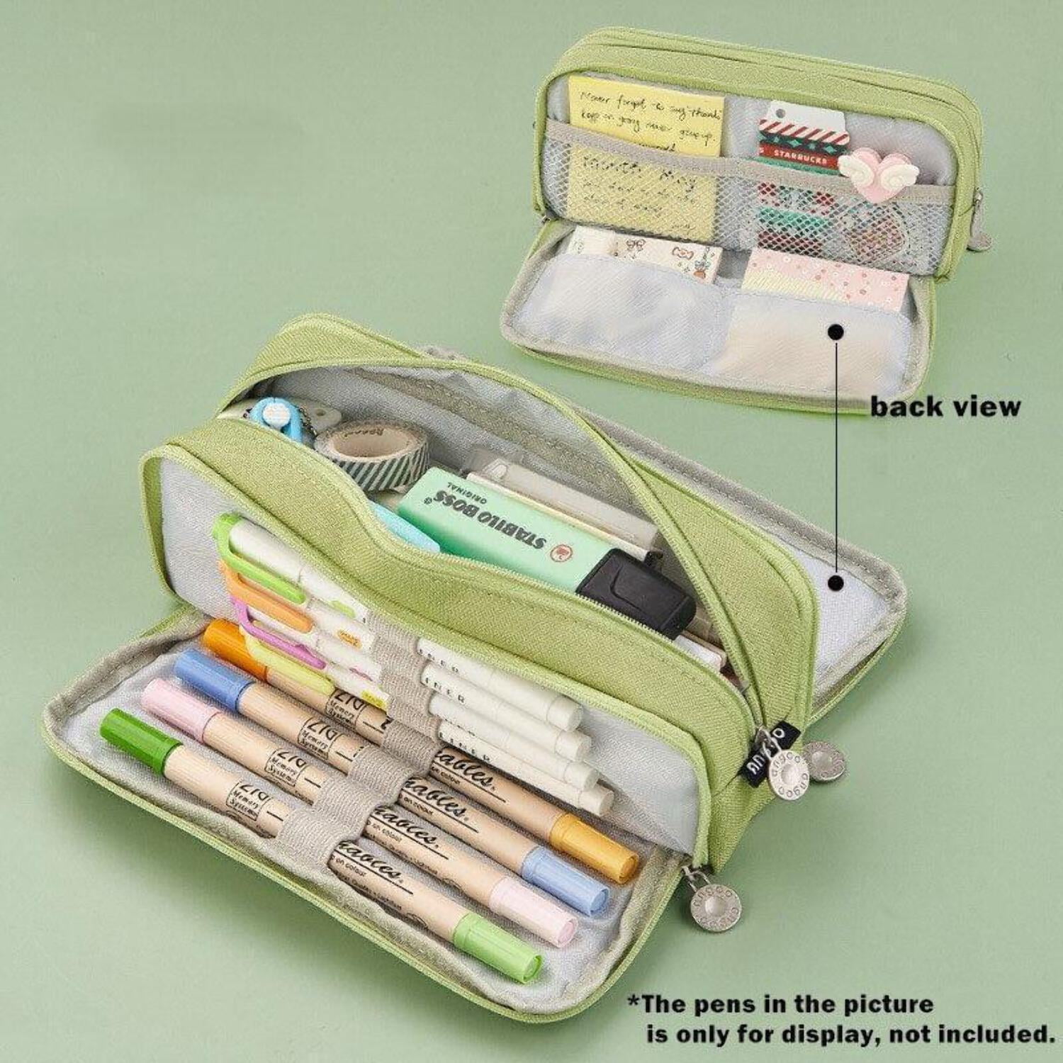 Angoo Large Capacity Pencil Case Cute Canvas Stationery Bag, Color: Begonia