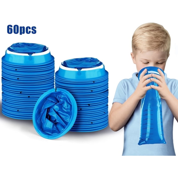 Angooni 1000ml Vomit Bags Disposable - 60 pack Puke Bags for Kids-Portable & Sturdy, Perfect for Travelling, Motion Sickness, Seasickness