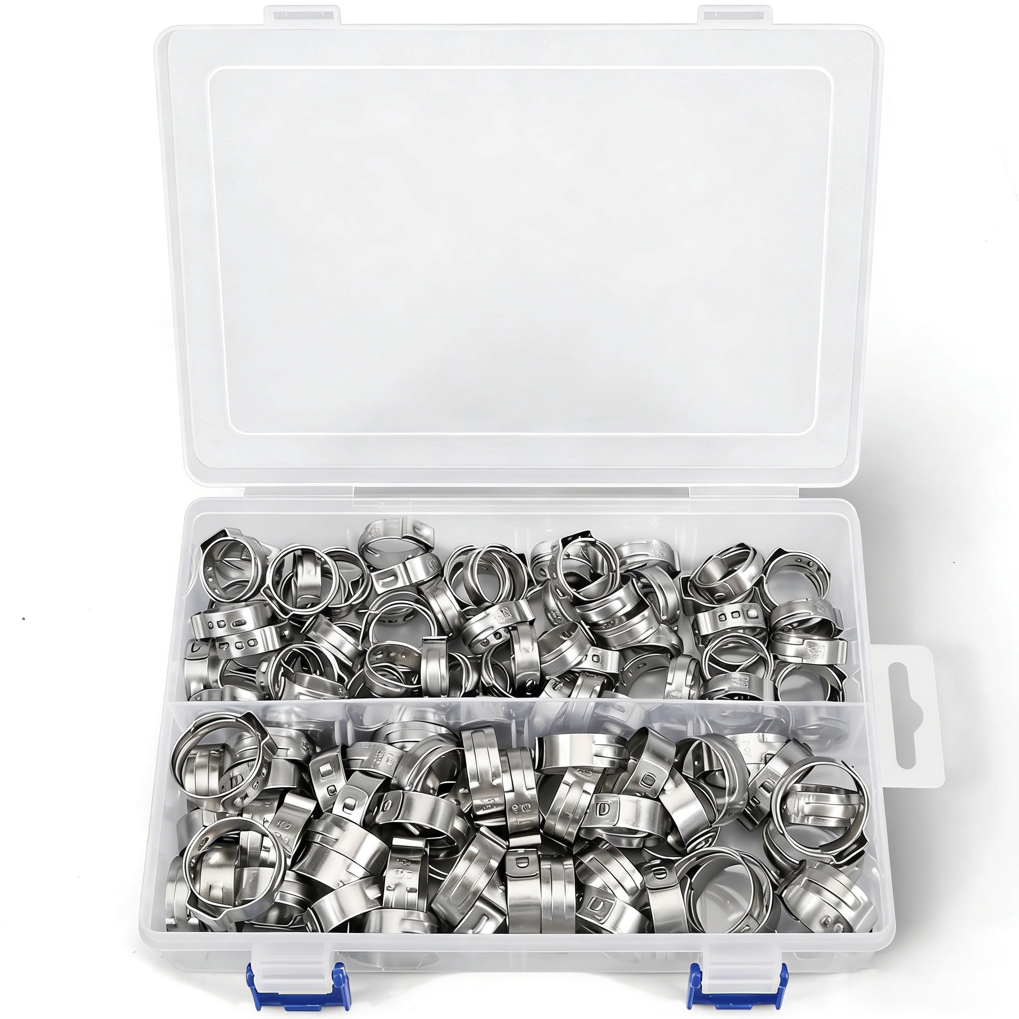 Angooni 120PCS 1/2",3/4" PEX Clinch Clamps Kit, Premium 304 Stainless Steel PEX Clamp Rings, Rings Pinch Clamps for PEX Pipe Fitting Connections