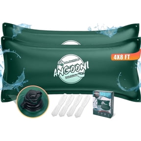 Angooni 2 pack 4x8FT Heavy-Duty Green Pool Pillow - 0.4mm Thick PVC, Sturdy Ropes, Boston Dual-Inflation Valve, Ideal for Winter– No Leakage