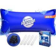 Angooni Heavy-Duty 4'x8' Pool Pillow with 4x20ft Ropes - 0.4mm Thick PVC Winter Pillow with Boston Dual-Inflation Valve, Cold-Resistant, No Leakage