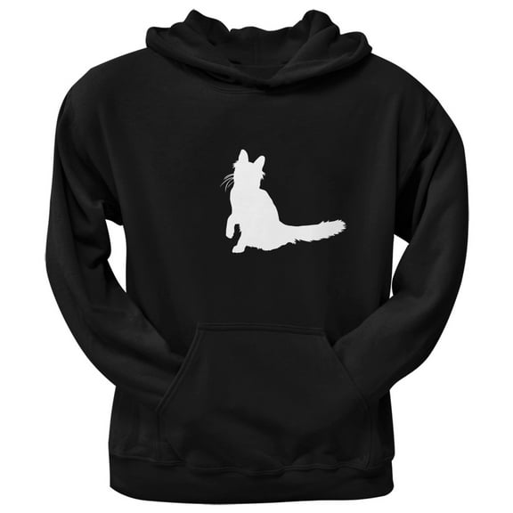 Angora Cat Silhouette Black Adult Pullover Hoodie