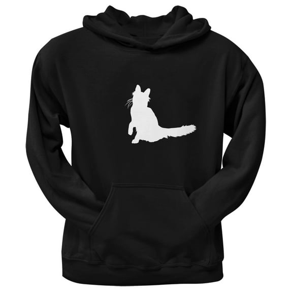 Angora Cat Silhouette Black Adult Pullover Hoodie