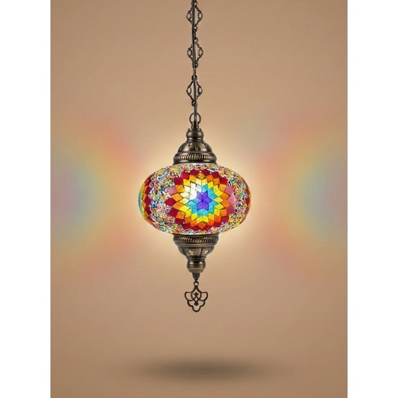 Angora Ece Hanging Turkish Large Globe Light | Turkish Moroccan Chandelier Lamps for Home (23.62")