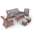 thumbnail image 1 of Angora Elegance Rattan Outdoor Furniture Set – Stylish Garden and Patio Set with Table, Triple Chair, 2 Single Armchairs, and 2 Stools, Conversation Sets Best for Yard, Pool or Backyard, Brown, 1 of 13