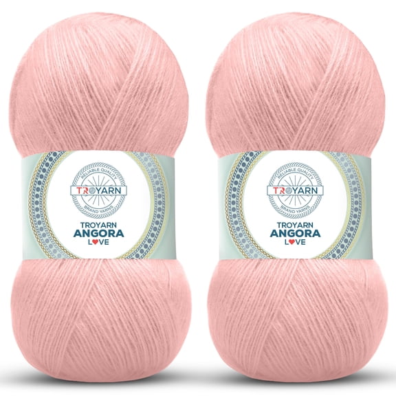 Angora Love (2-Skeins Pack Angora Yarn) 20% Wool 80% Acrylic Thread - Wool Yarn for Crocheting - Lace Weight Yarn #1 Fingering and Socks Yarn (2 x 3.52 oz) / (2 x 601 Yds) (108363 - Candy Pink)