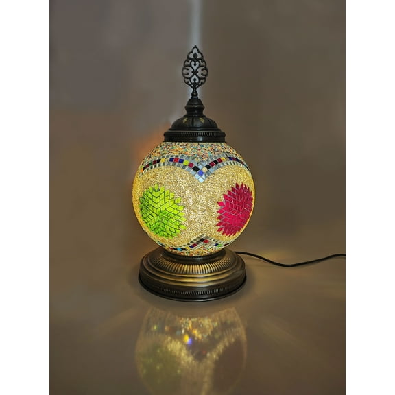 Angora Roma Table Lamp | Turkish Moroccan Mosaic Glass Table Lamps, Vintage Desk Lamps (22.44")