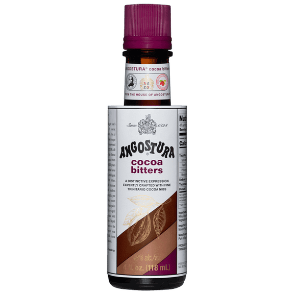 Angostura Cocoa Bitters - 4 FL OZ, Premium Cocktail Bitters for Home and Profession-al Mixologists, Kosher Certified, Sodium-Free Flavor Enhancer | 12 PACK