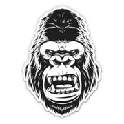 Angry Ape Gorilla - 3" Vinyl Sticker - For Car Laptop I-Pad Phone Helmet Hard Hat - Waterproof Decal