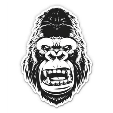 Angry Ape Gorilla - 3" Vinyl Sticker - For Car Laptop I-Pad Phone Helmet Hard Hat - Waterproof Decal