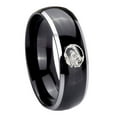 thumbnail image 1 of Tungsten Angry Baseball 8mm Black 2 Tone Dome Polished Edges Men's Ring, 1 of 1