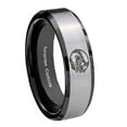 thumbnail image 1 of Tungsten Angry Baseball 8mm Gray Beveled Edges Black Polished Men's Ring, 1 of 1