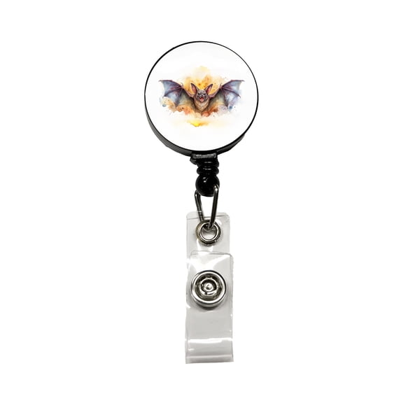 Angry Bat Watercolor Retractable Reel ID Badge Key Card Name Tag Holder with Clip