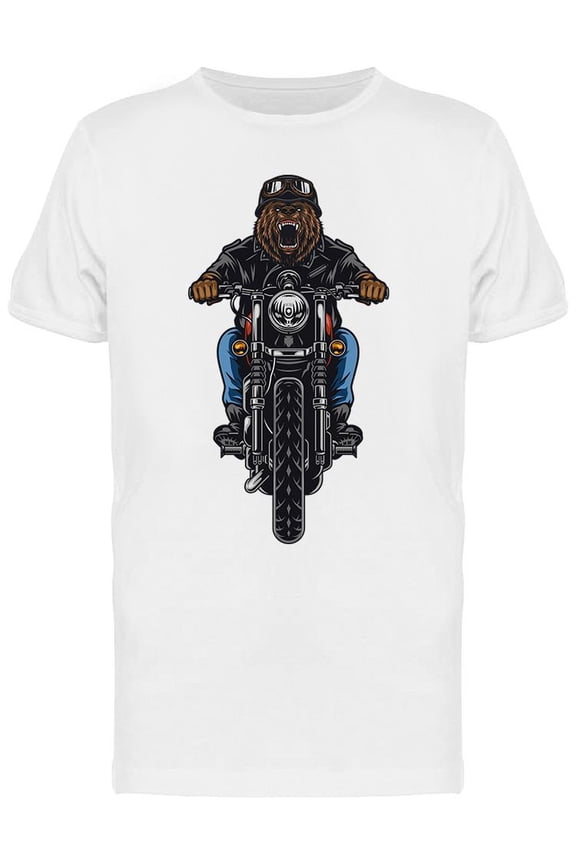 Angry Bear Biker T-Shirt Men -Image by Shutterstock, Male 3X-Large