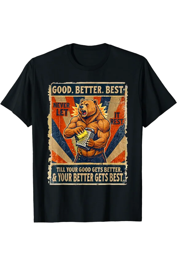 Angry Bear Grating Cheese Grater Hater Retro T-Shirt