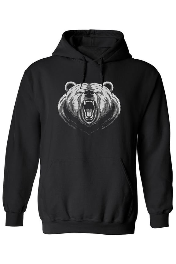 Angry Bear Head! Hoodie Men -Image by Shutterstock, Male Large