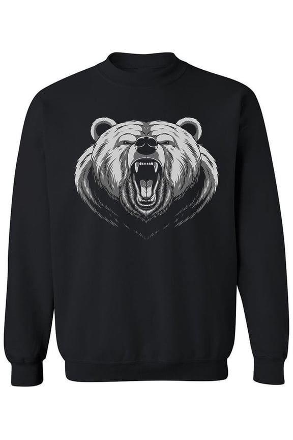 Angry Bear Head. Sweatshirt Men -Image by Shutterstock, Male Large