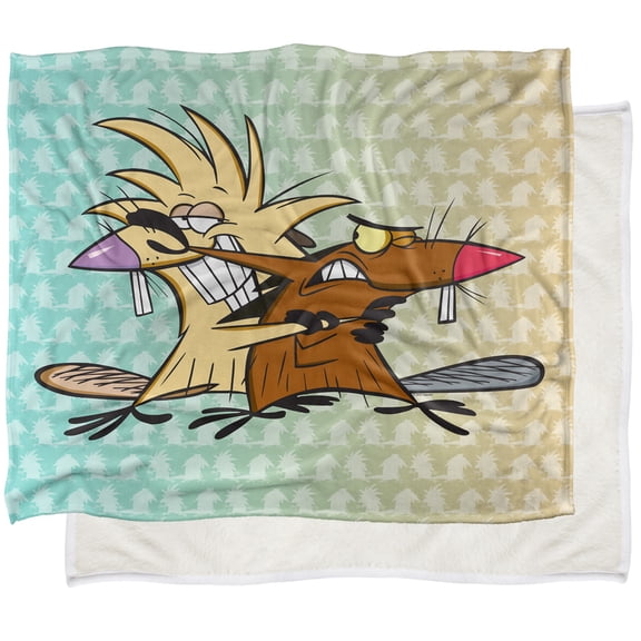 Angry Beavers Blanket, 50"x60" Brothers Silky Touch Sherpa Back Super Soft Throw Blanket