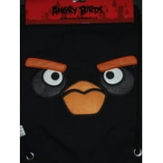 Angry Birds Black Bird Embroidery Canvas Cinch Sack Draw String Backpack