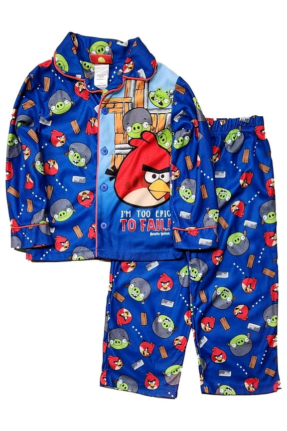 Boys Blue Flannel Character 2 Piece Pajama PJ Set 3