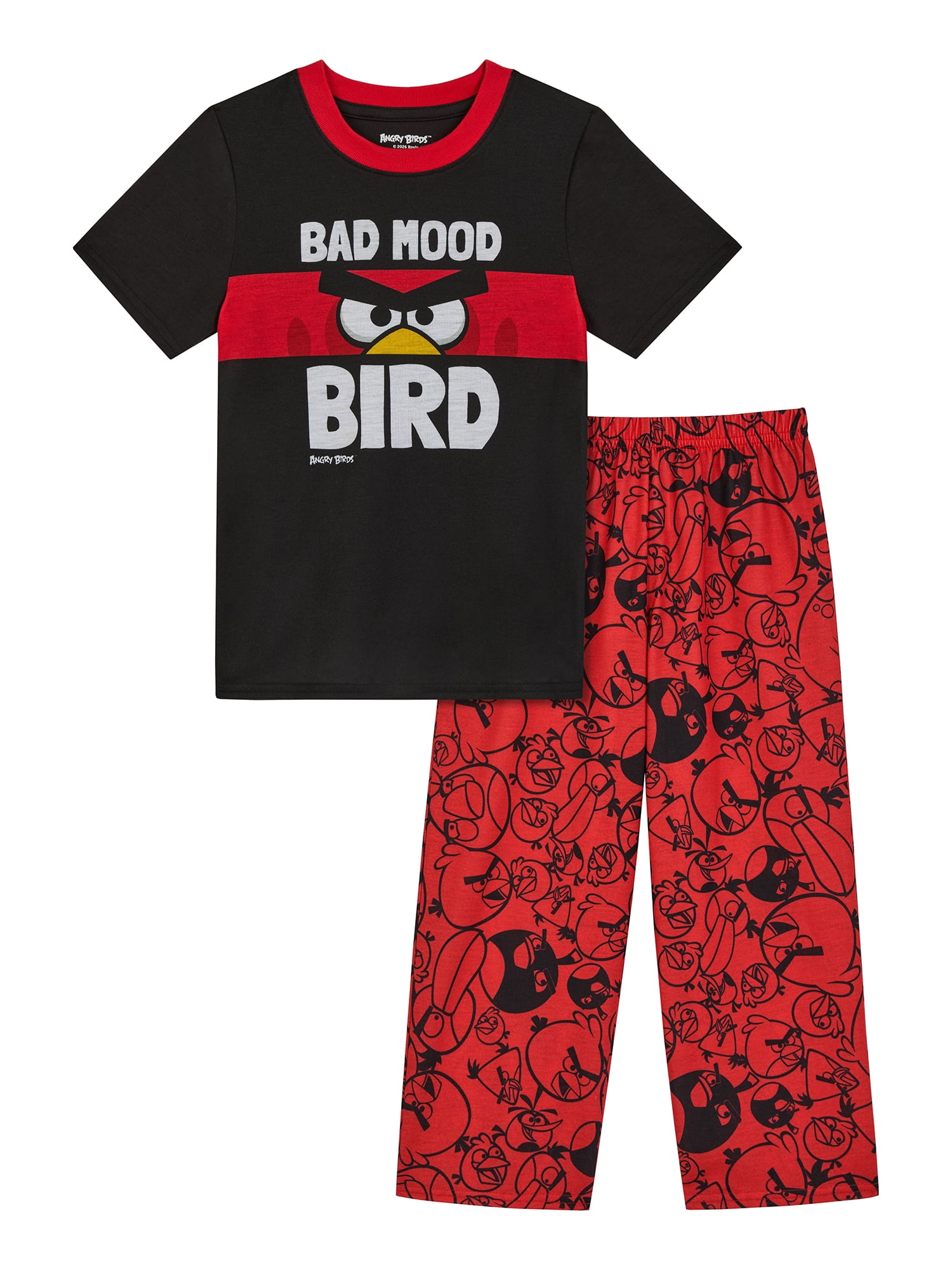Angry Birds Boys Short Sleeve Sleep Top and Pants Pajama Set, 2-Piece, Sizes 4-12