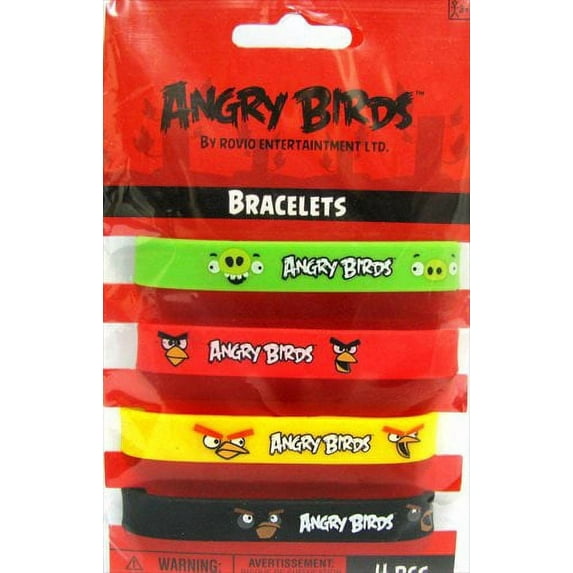Angry Birds Bracelets, Multicolor, 4 Pack