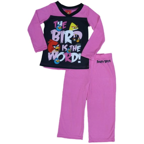 Angry Birds Girls Pink The Bird Is The Word Pajama Top & Bottoms 2 PC Sleep Set 8