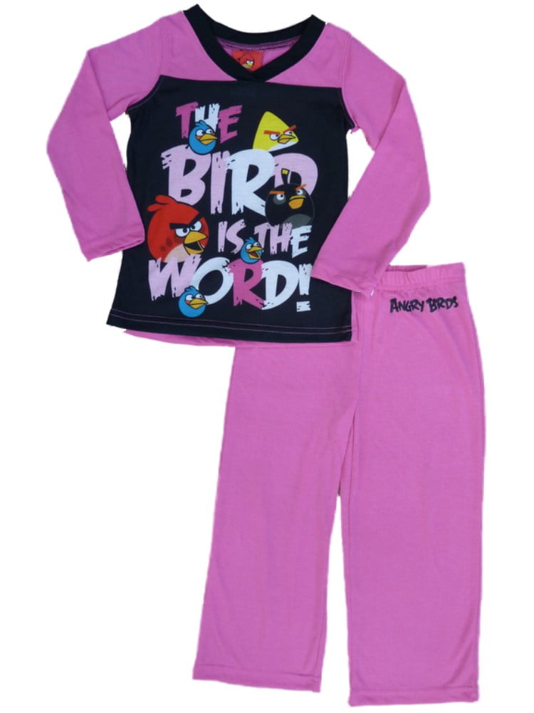 Angry Birds Girls Pink The Bird Is The Word Pajama Top Bottoms 2 PC Sleep Set 6