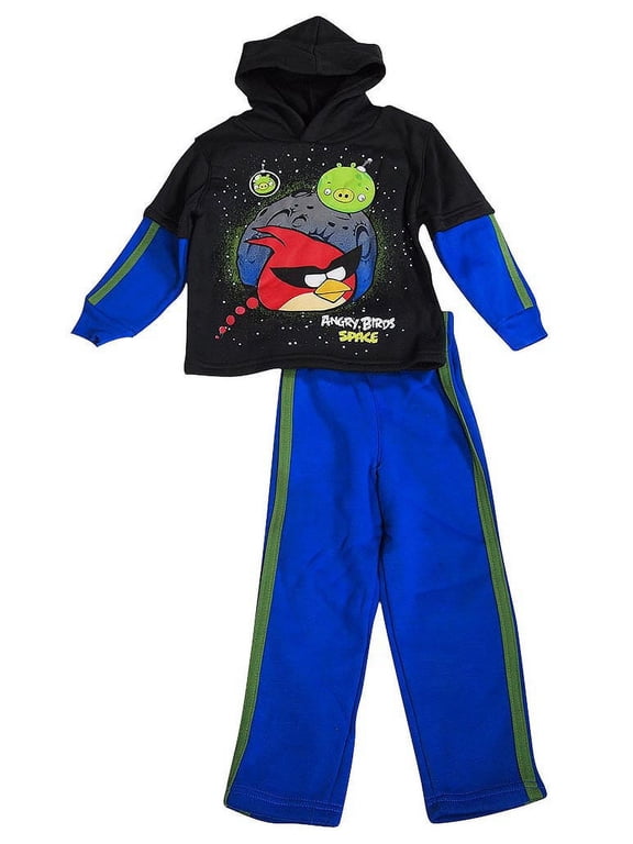 Angry Birds Long Sleeve License Character Jog Suit Set (Little Boys) 36512-3T (Black Royal Angry Birds)
