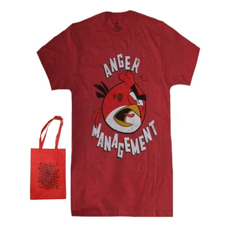 Angry Birds Mens' Anger Management T-Shirt & Tote Multi-Pack Gift Set