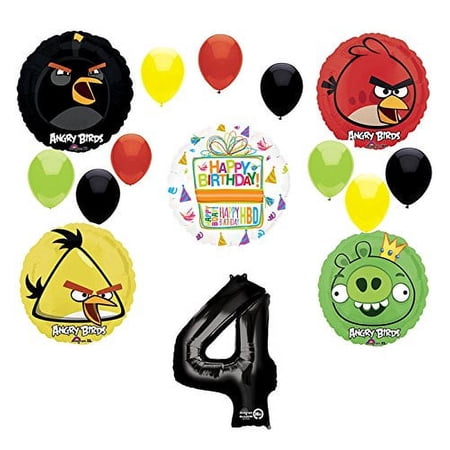 Angry Birds Party Supplies 4th Birthday Balloon Bouquet Decorations