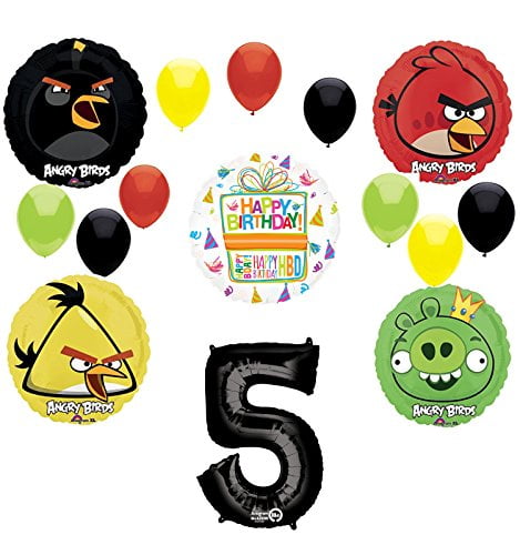MAYFLOWER PRODUCTS Angry Birds Party Supplies 5th Birthday Balloon Bouquet Decorations