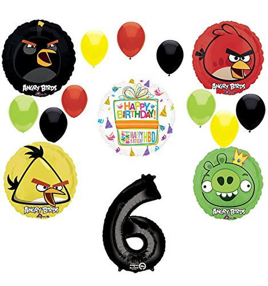 MAYFLOWER PRODUCTS Angry Birds Party Supplies 6th Birthday Balloon Bouquet Decorations