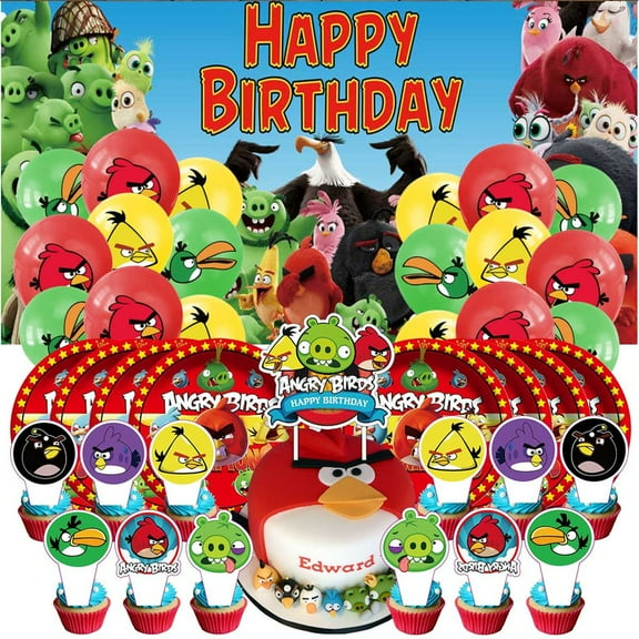 Angry Birds Birthday Party Supplies Balloons Plates Decoration Cake Topper Decor Tableware Banner Backdrop
