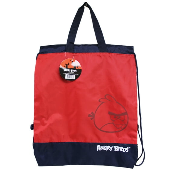 Angry Birds Red Bird Outline Red/Navy Colored Drawstring Backpack