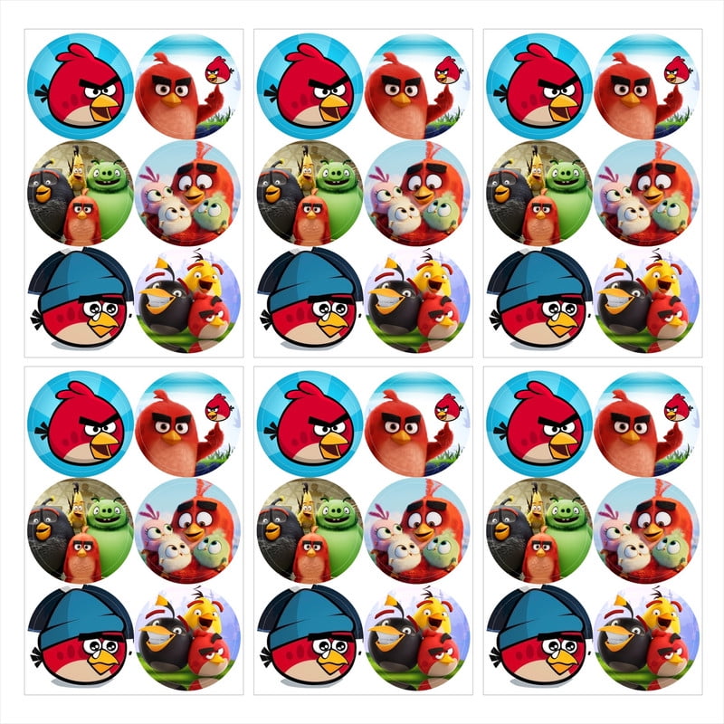 Angry Birds Stickers Party Favors Labels Birthday Thank You Themed Round Circle Baby Shower 60pcs
