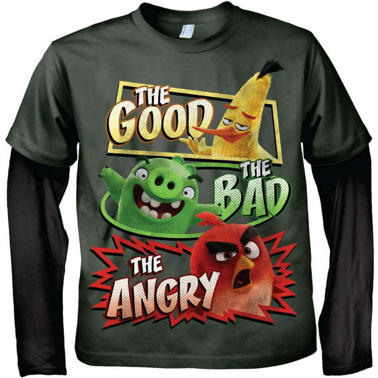 plukke Ewell centeret Angry Birds good, bad, angry long sleeve 2fer graphic tee t-shirt - Walmart .com