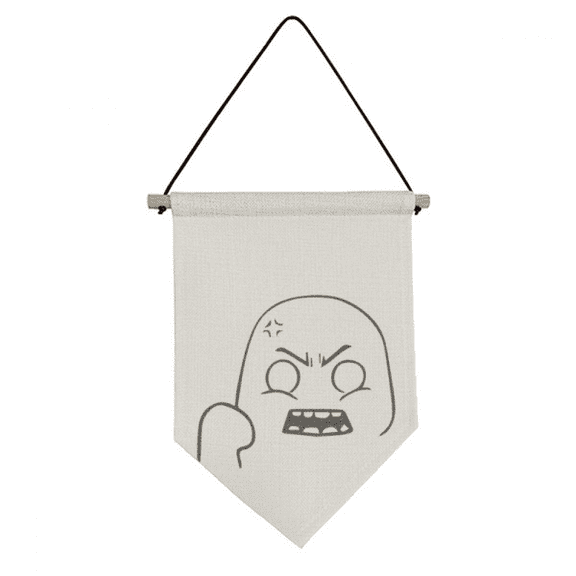 Angry Black Cute Chat Face Cartoon Canvas Flag Hanging Wall Art Decor Banner