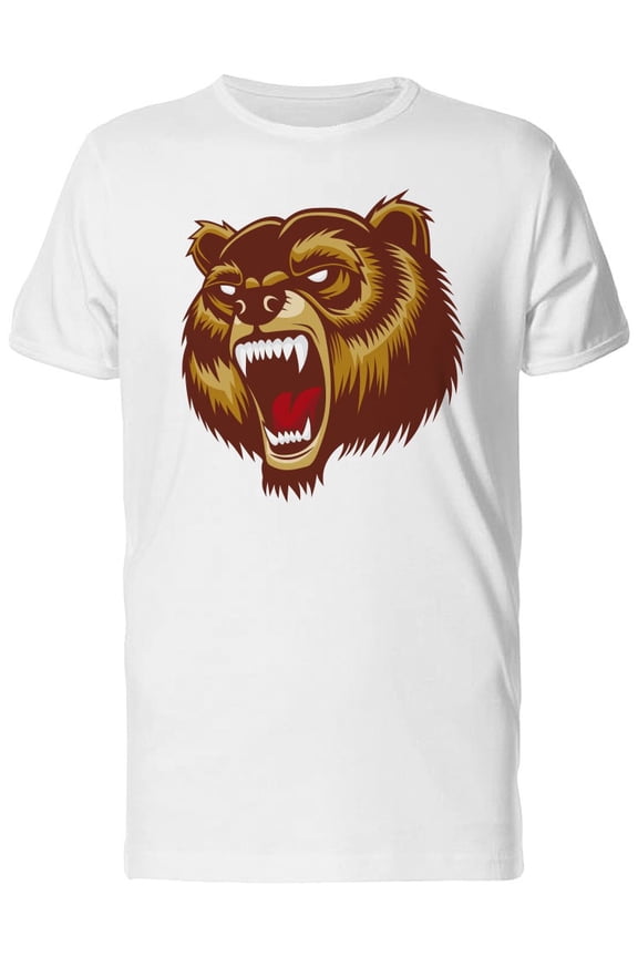 Angry Brown Bear Head T-Shirt Men -Image by Shutterstock, Male Small