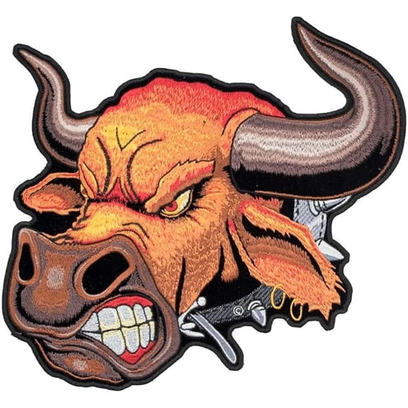 Angry Bull Head Patch, Large Size