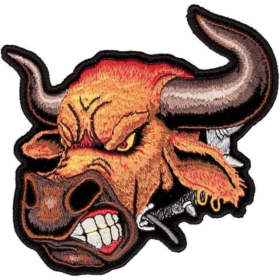 Angry Bull Head Patch, Small Size