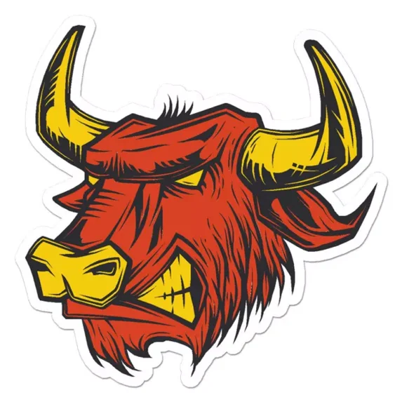 Angry Bull Head Sticker Indoor Outdoor Phone Decal Water Bottle ...